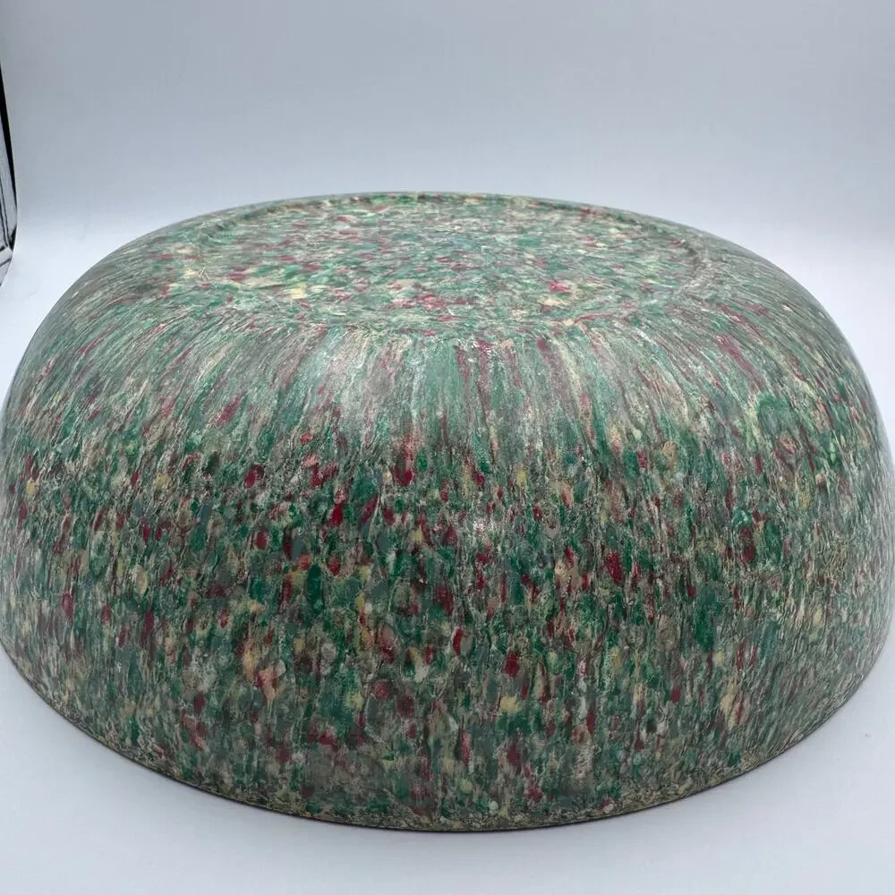 Vintage Green Confetti Melamine Mixing Bowl Speckled Melamac Salad Serving 11.5